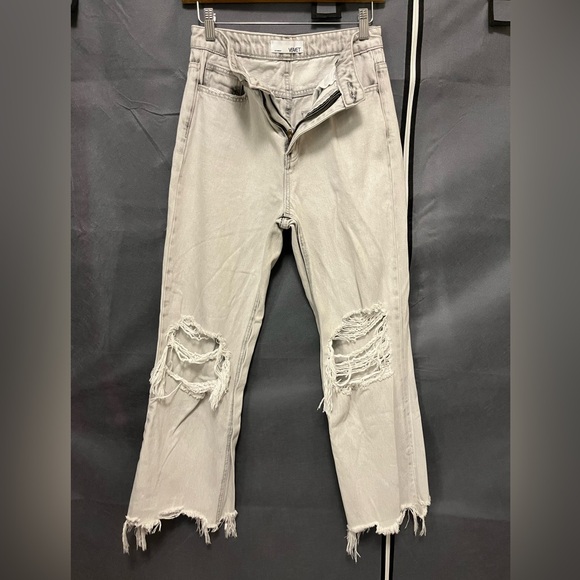 Vervet Distressed High Rise Crop Gray Women's Jeans - Picture 1 of 4